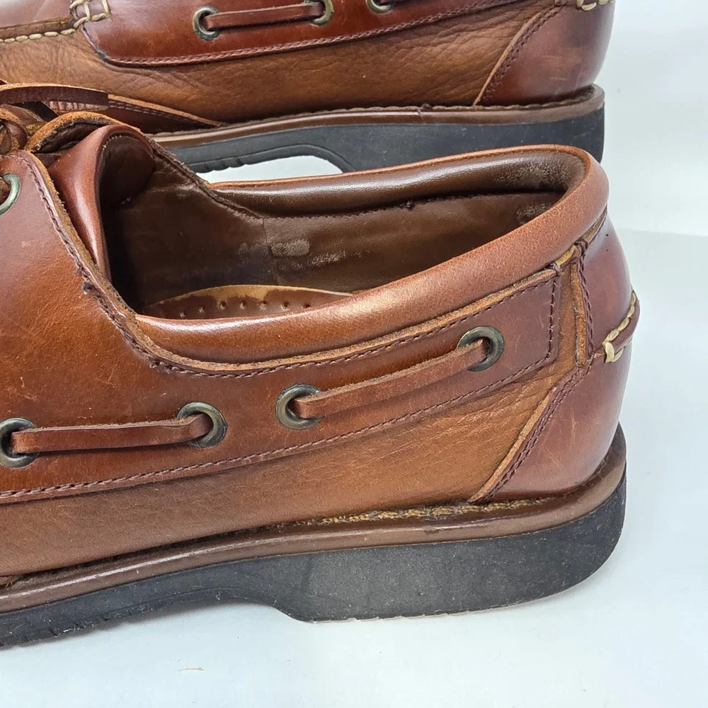 Bass Boat Shoes Mens 10M Drama Brown Leather Moc Toe Casual Loafers Good